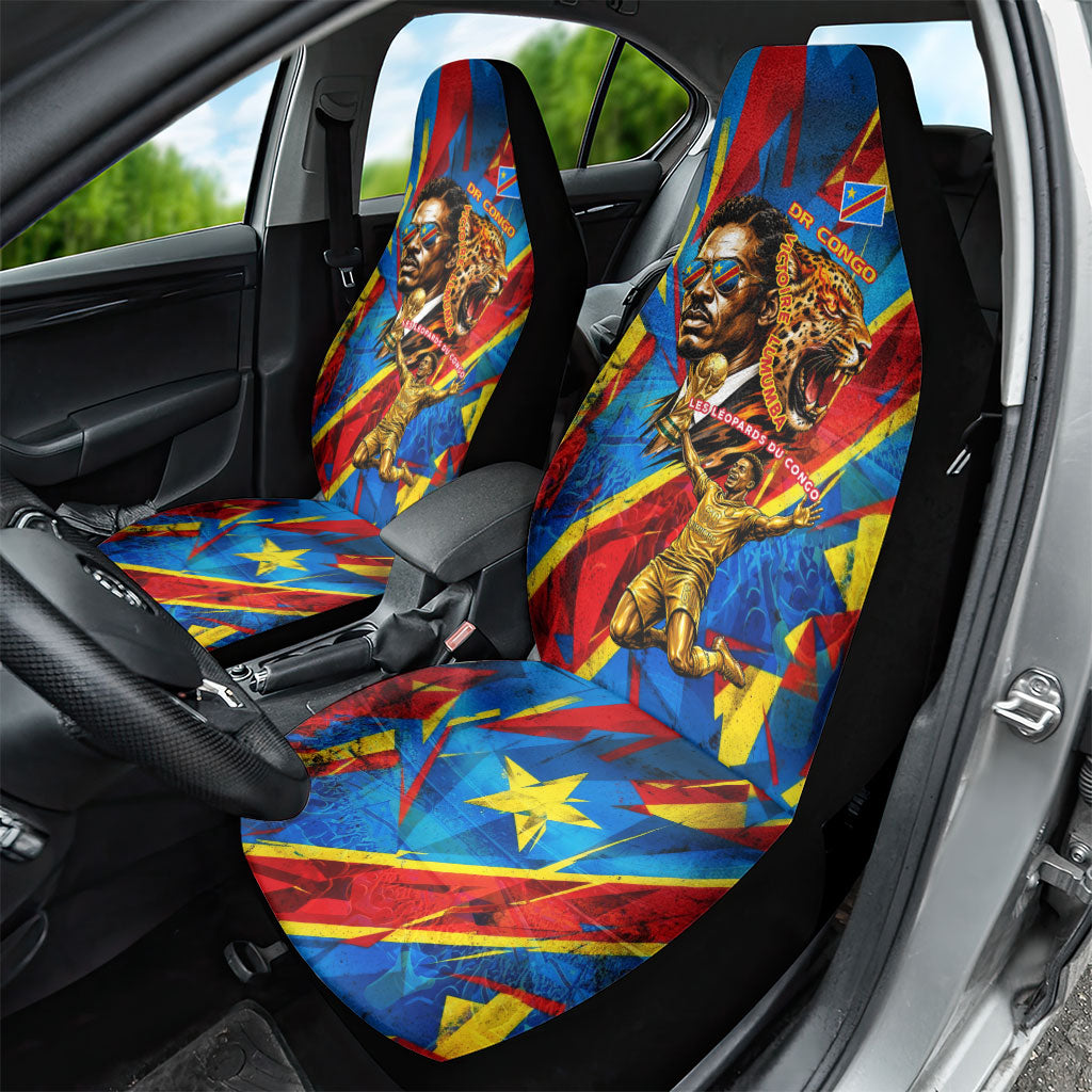 DR Congo Patrice Lumumba Football Victory Car Seat Cover African Pride Leopard And Flag