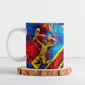 DR Congo Patrice Lumumba Football Victory Ceramic Mug African Pride Leopard And Flag