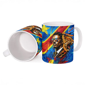 DR Congo Patrice Lumumba Football Victory Ceramic Mug African Pride Leopard And Flag