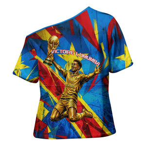 DR Congo Patrice Lumumba Football Victory Cross Shoulder Shirt African Pride Leopard And Flag