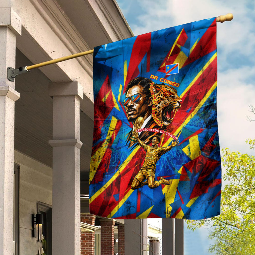 DR Congo Patrice Lumumba Football Victory Garden Flag African Pride Leopard And Flag