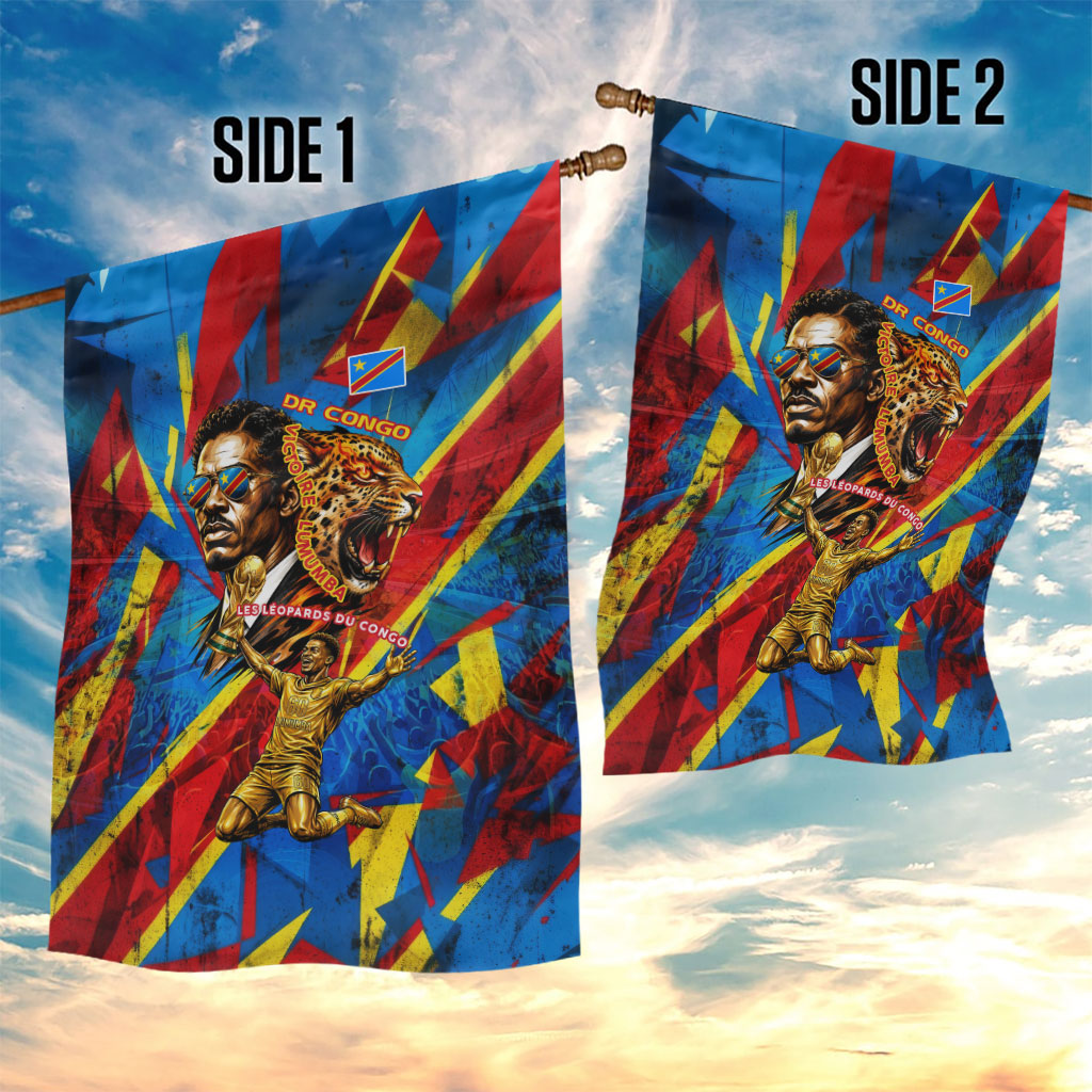 DR Congo Patrice Lumumba Football Victory Garden Flag African Pride Leopard And Flag