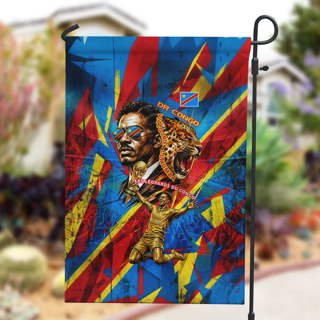 DR Congo Patrice Lumumba Football Victory Garden Flag African Pride Leopard And Flag