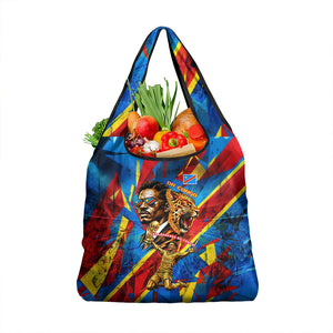 DR Congo Patrice Lumumba Football Victory Grocery Bag African Pride Leopard And Flag