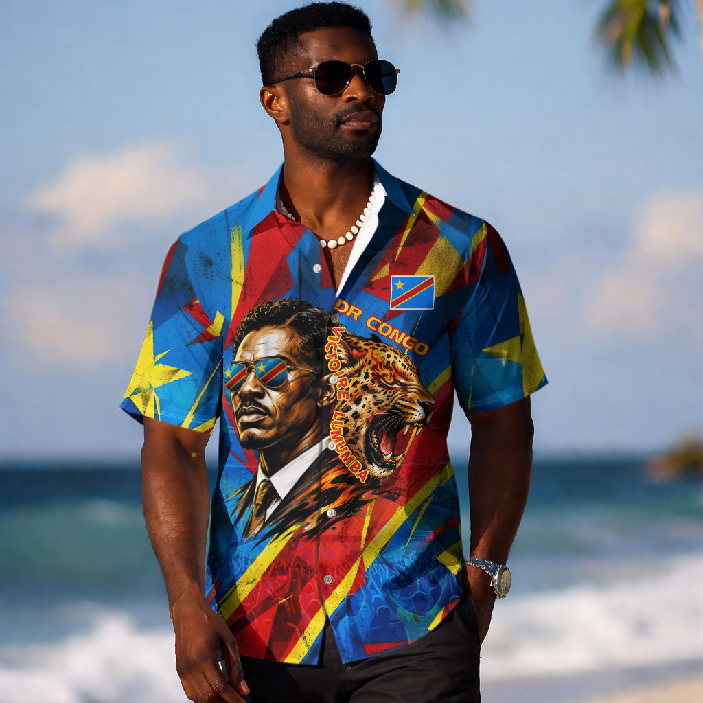 DR Congo Patrice Lumumba Football Victory Hawaiian Shirt African Pride Leopard And Flag