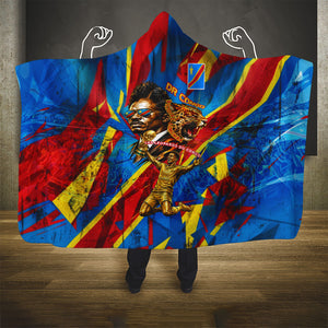 DR Congo Patrice Lumumba Football Victory Hooded Blanket African Pride Leopard And Flag