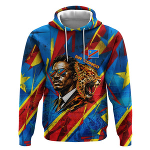 DR Congo Patrice Lumumba Football Victory Hoodie African Pride Leopard And Flag