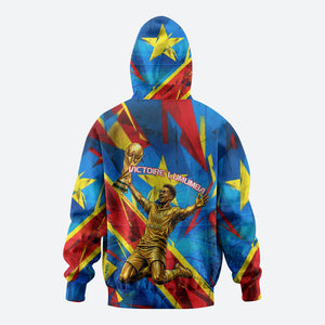 DR Congo Patrice Lumumba Football Victory Hoodie African Pride Leopard And Flag
