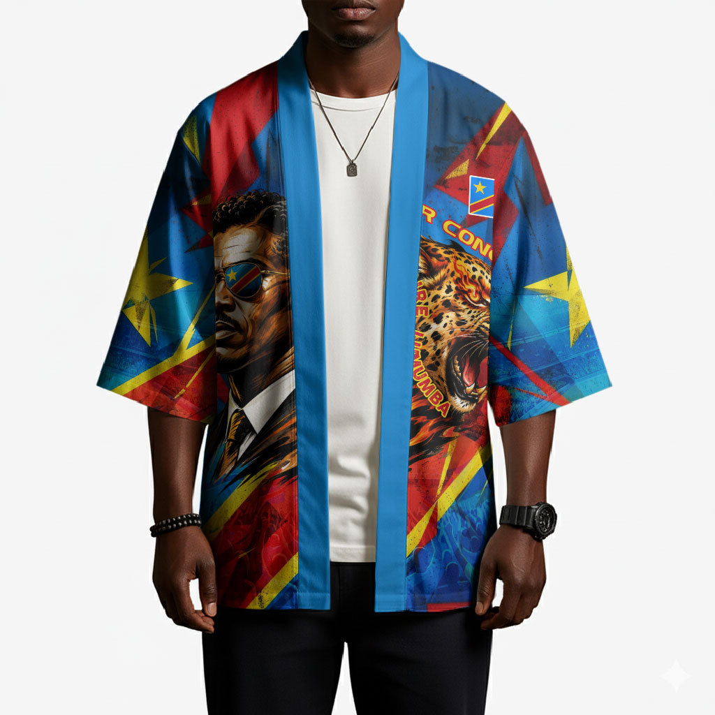 DR Congo Patrice Lumumba Football Victory Kimono African Pride Leopard And Flag