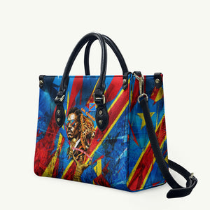 DR Congo Patrice Lumumba Football Victory Leather Bag African Pride Leopard And Flag