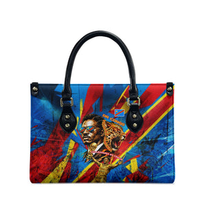 DR Congo Patrice Lumumba Football Victory Leather Bag African Pride Leopard And Flag