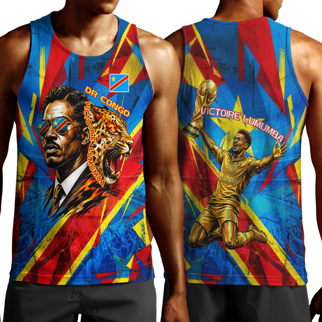 DR Congo Patrice Lumumba Football Victory Men Tank Top African Pride Leopard And Flag