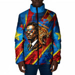 DR Congo Patrice Lumumba Football Victory Padded Jacket African Pride Leopard And Flag