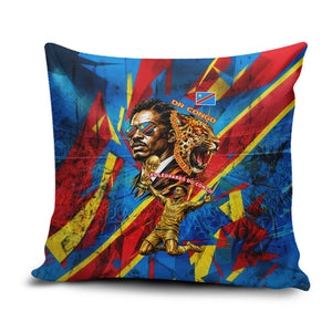 DR Congo Patrice Lumumba Football Victory Pillow Cover African Pride Leopard And Flag