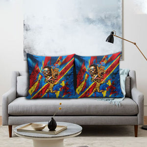 DR Congo Patrice Lumumba Football Victory Pillow Cover African Pride Leopard And Flag