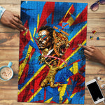 DR Congo Patrice Lumumba Football Victory Puzzle African Pride Leopard And Flag