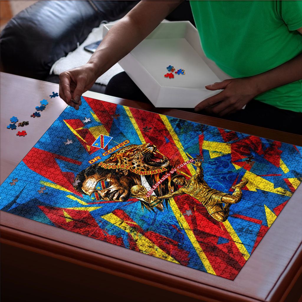 DR Congo Patrice Lumumba Football Victory Puzzle African Pride Leopard And Flag