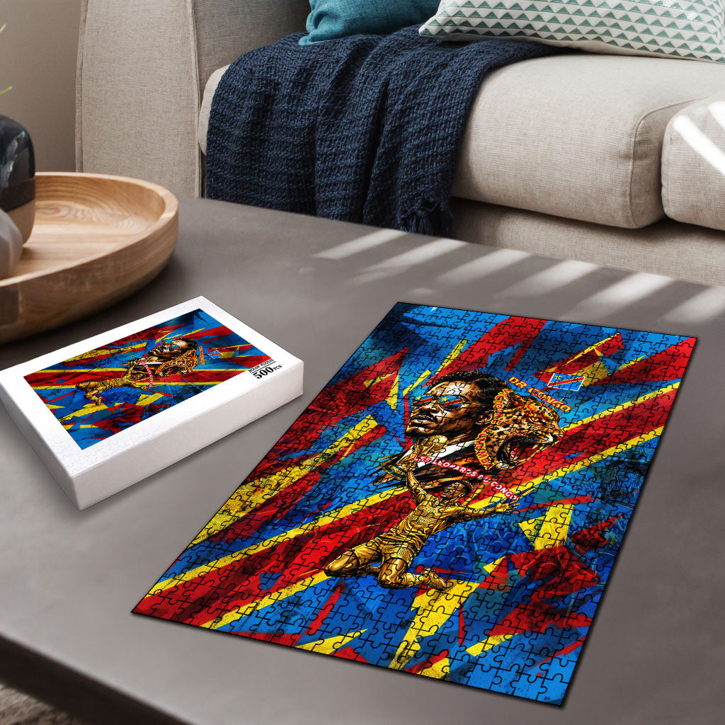 DR Congo Patrice Lumumba Football Victory Puzzle African Pride Leopard And Flag