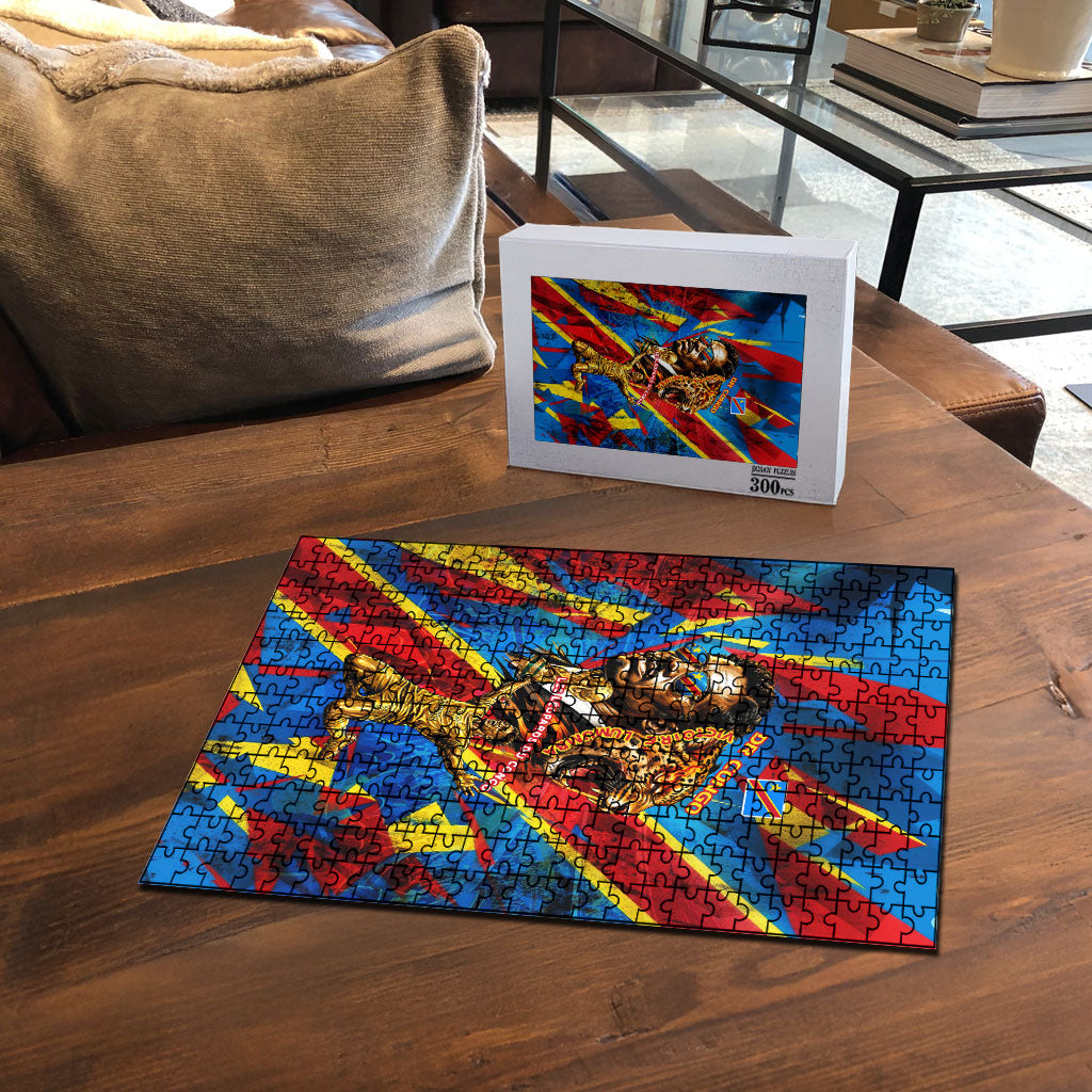 DR Congo Patrice Lumumba Football Victory Puzzle African Pride Leopard And Flag