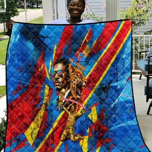 DR Congo Patrice Lumumba Football Victory Quilt African Pride Leopard And Flag