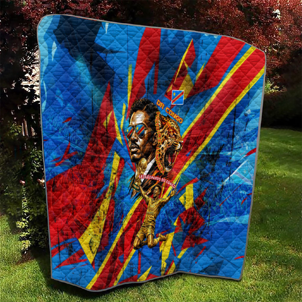 DR Congo Patrice Lumumba Football Victory Quilt African Pride Leopard And Flag