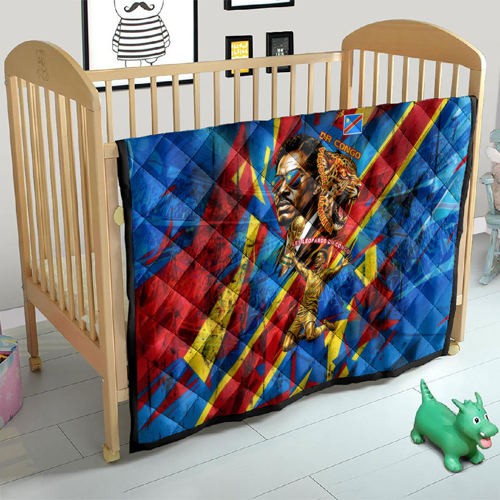 DR Congo Patrice Lumumba Football Victory Quilt African Pride Leopard And Flag