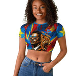 DR Congo Patrice Lumumba Football Victory Raglan Cropped T shirt African Pride Leopard And Flag