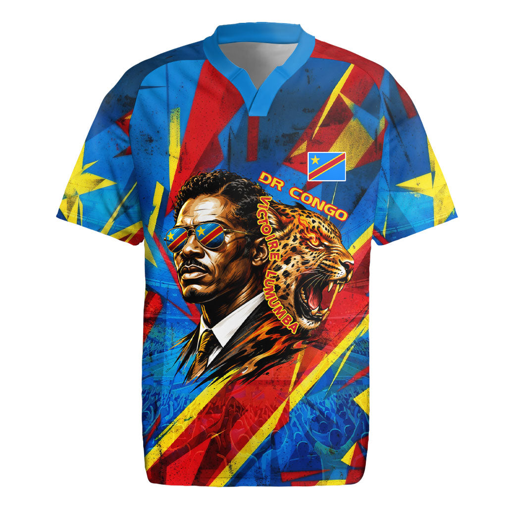 DR Congo Patrice Lumumba Football Victory Rugby Jersey African Pride Leopard And Flag