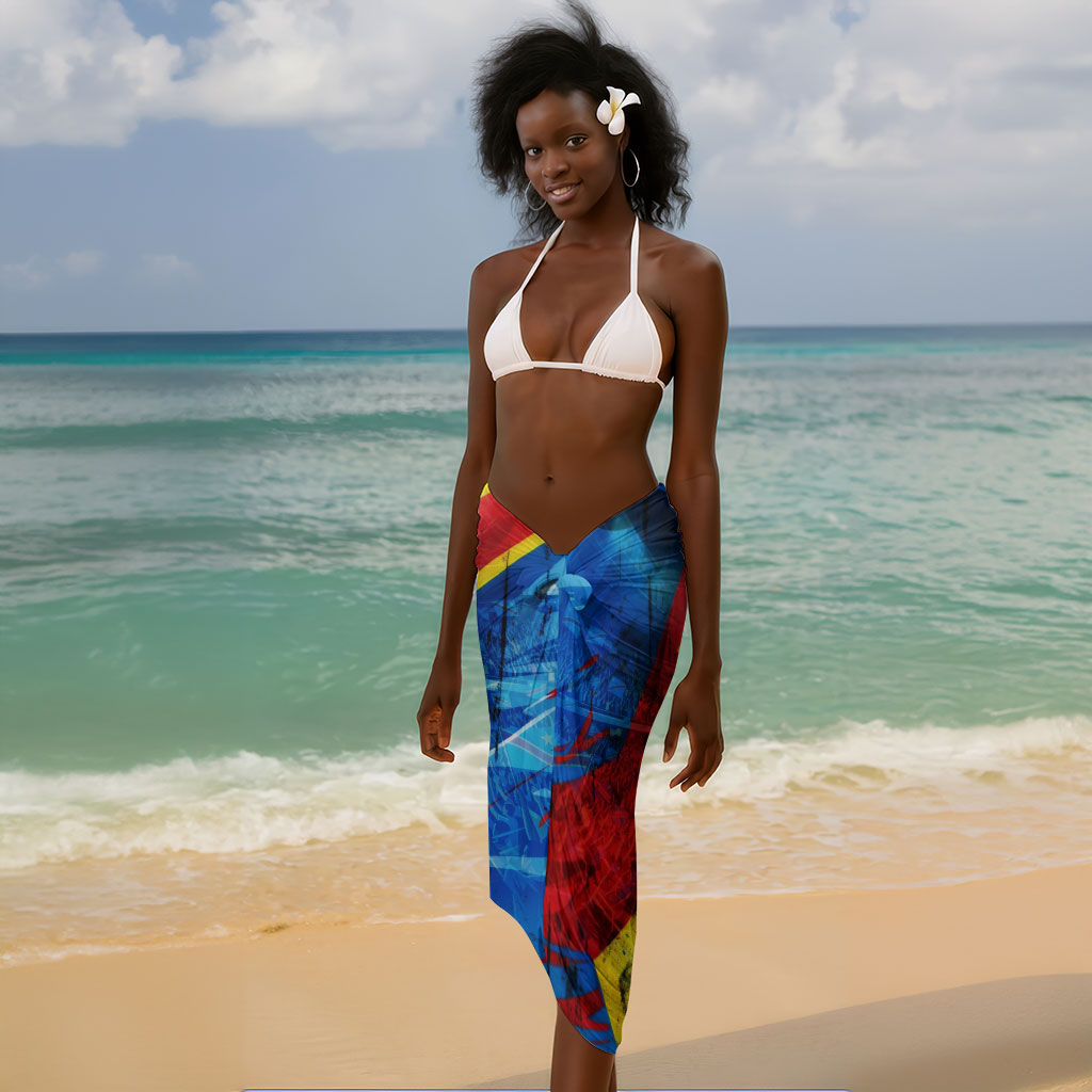 DR Congo Patrice Lumumba Football Victory Sarong African Pride Leopard And Flag