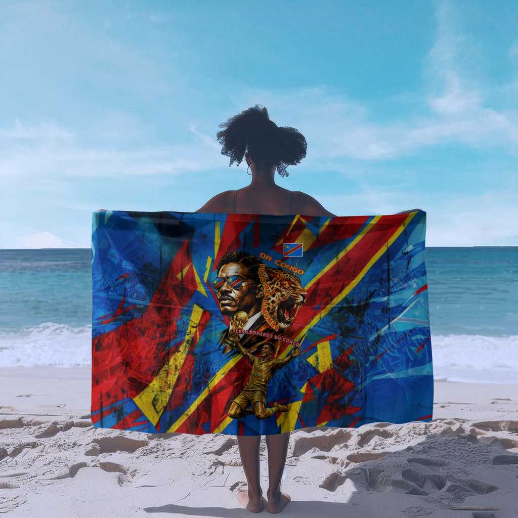 DR Congo Patrice Lumumba Football Victory Sarong African Pride Leopard And Flag