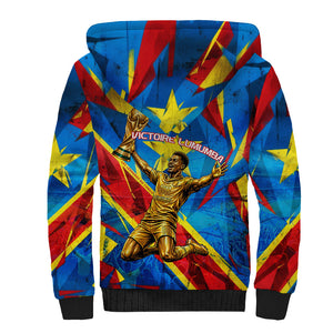 DR Congo Patrice Lumumba Football Victory Sherpa Hoodie African Pride Leopard And Flag