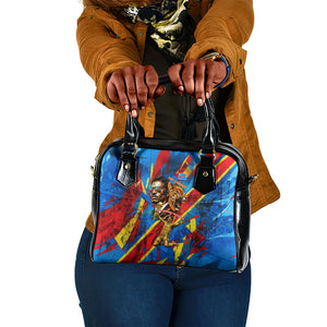DR Congo Patrice Lumumba Football Victory Shoulder Handbag African Pride Leopard And Flag