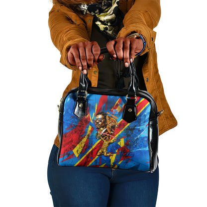 DR Congo Patrice Lumumba Football Victory Shoulder Handbag African Pride Leopard And Flag
