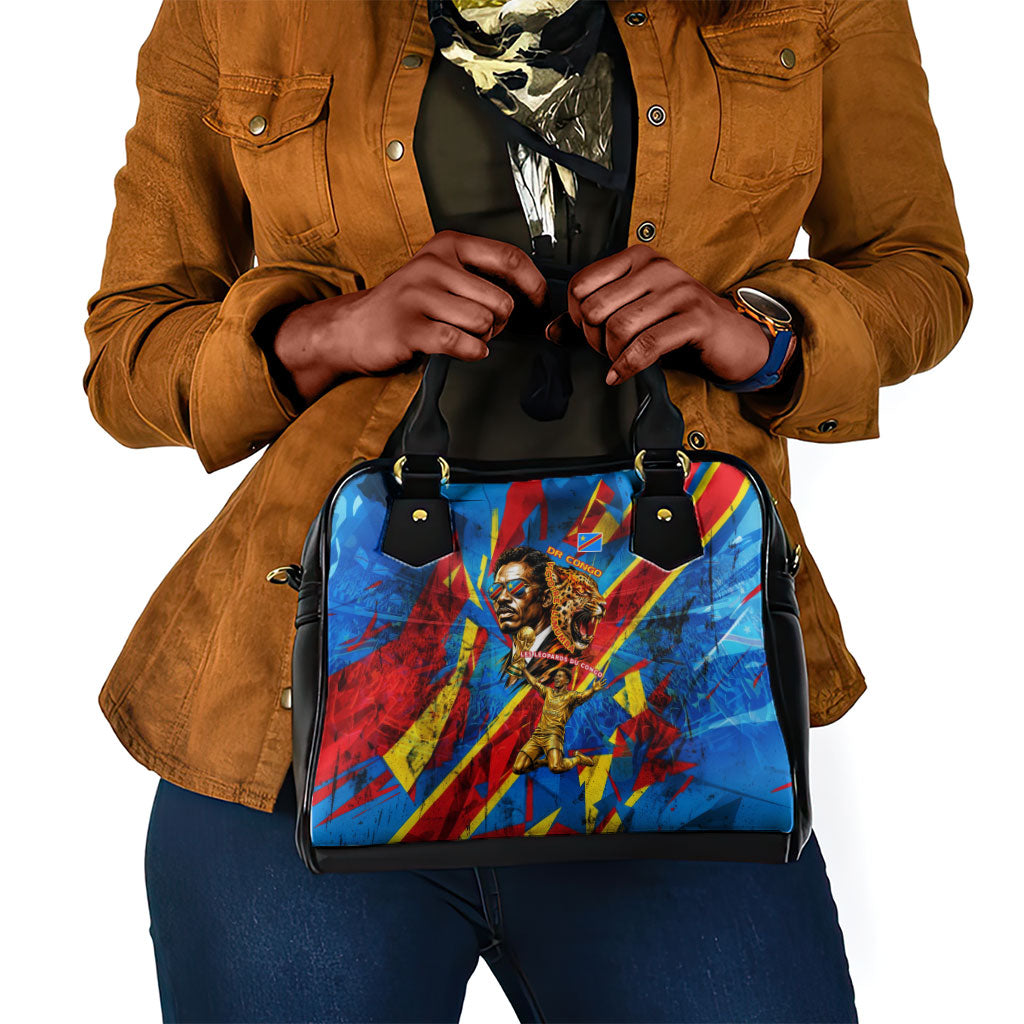 DR Congo Patrice Lumumba Football Victory Shoulder Handbag African Pride Leopard And Flag