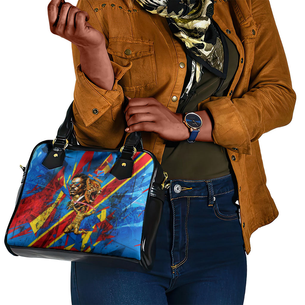 DR Congo Patrice Lumumba Football Victory Shoulder Handbag African Pride Leopard And Flag