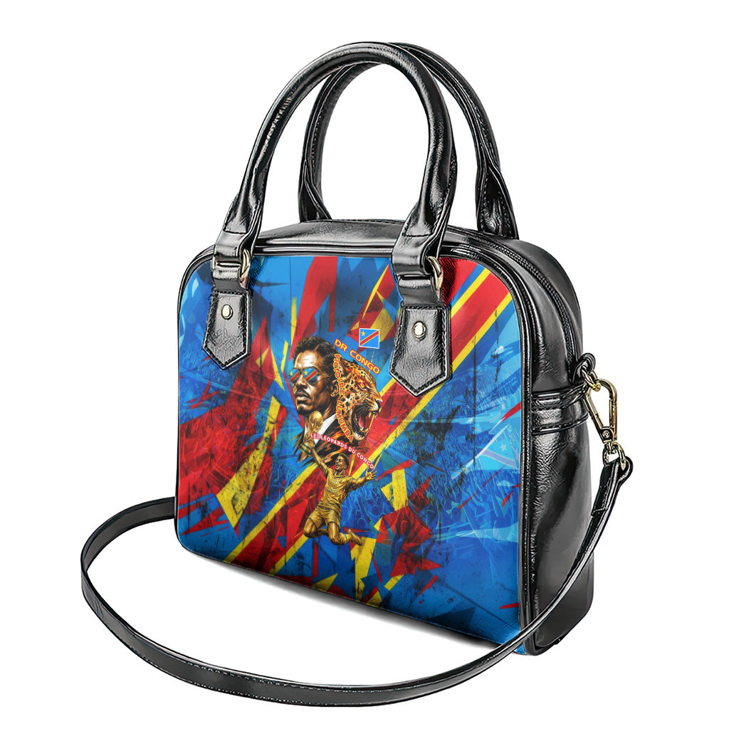 DR Congo Patrice Lumumba Football Victory Shoulder Handbag African Pride Leopard And Flag