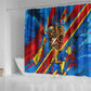 DR Congo Patrice Lumumba Football Victory Shower Curtain African Pride Leopard And Flag