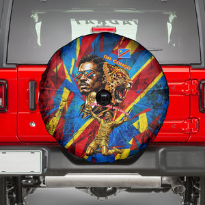 DR Congo Patrice Lumumba Football Victory Spare Tire Cover African Pride Leopard And Flag