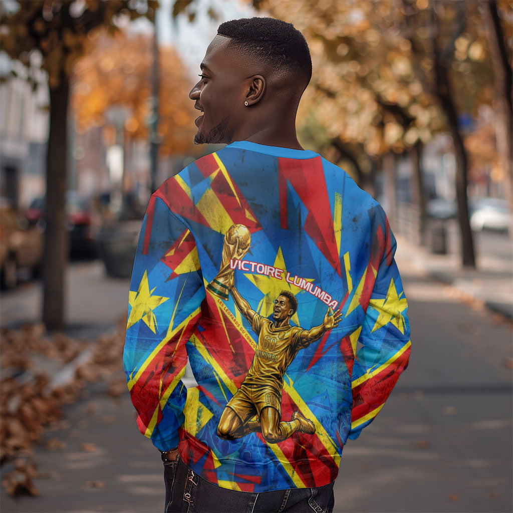 DR Congo Patrice Lumumba Football Victory Sweatshirt African Pride Leopard And Flag