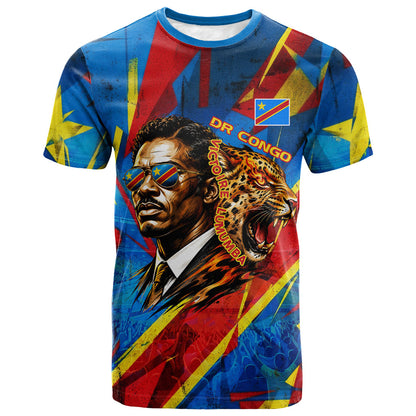 DR Congo Patrice Lumumba Football Victory T shirt African Pride Leopard And Flag