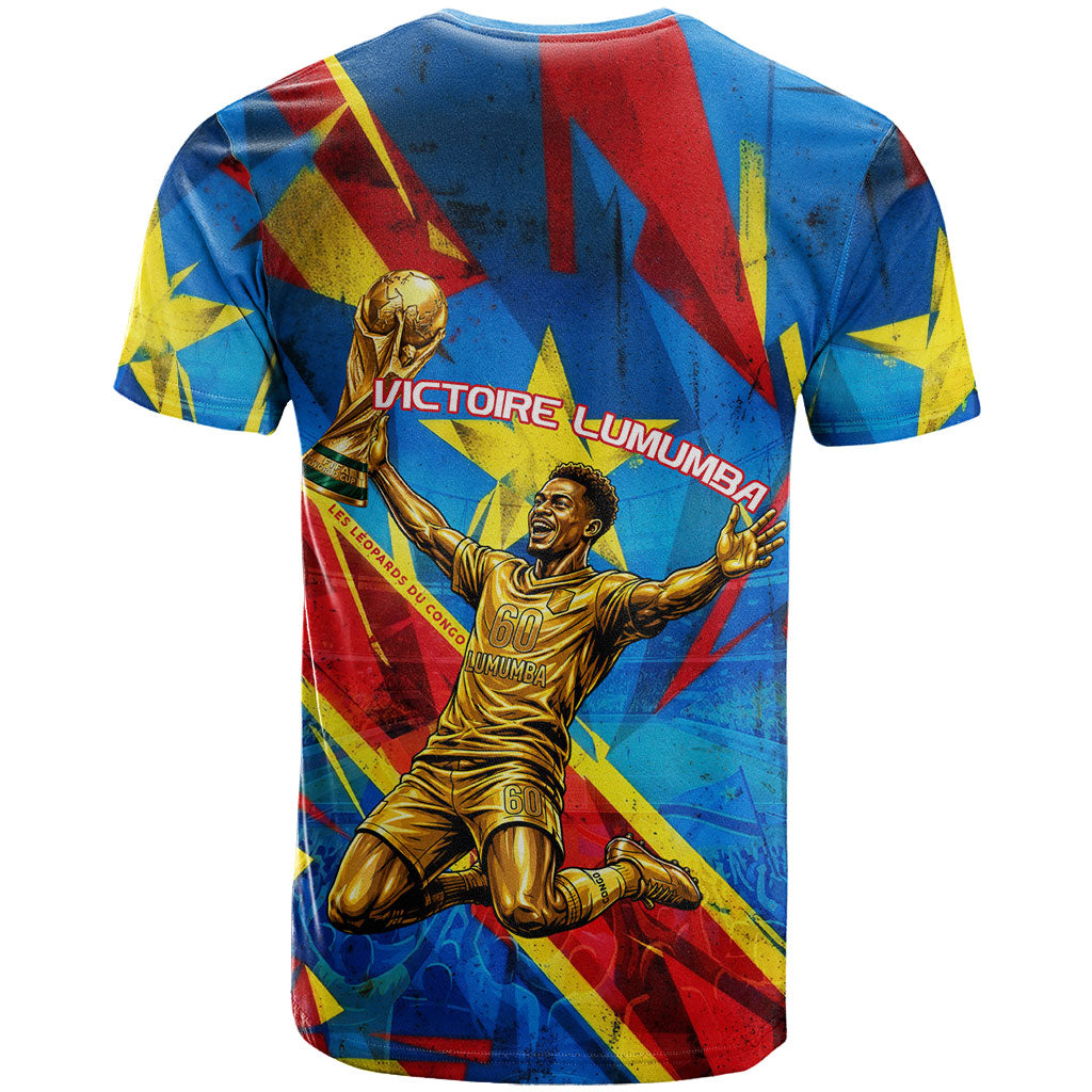 DR Congo Patrice Lumumba Football Victory T shirt African Pride Leopard And Flag