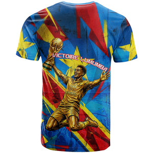 DR Congo Patrice Lumumba Football Victory T shirt African Pride Leopard And Flag