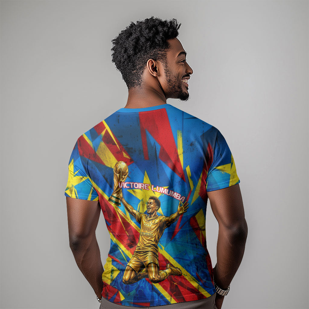 DR Congo Patrice Lumumba Football Victory T shirt African Pride Leopard And Flag