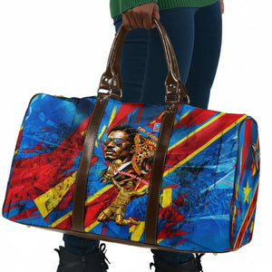 DR Congo Patrice Lumumba Football Victory Travel Bag African Pride Leopard And Flag