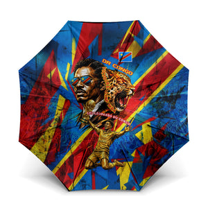 DR Congo Patrice Lumumba Football Victory Umbrella African Pride Leopard And Flag