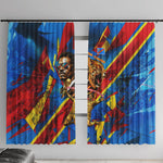 DR Congo Patrice Lumumba Football Victory Window Curtain African Pride Leopard And Flag