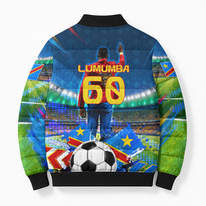 DR Congo Patrice Lumumba Bomber Puffer Jacket Kinshasa Stadium Flag - King Of Kinshasa Football