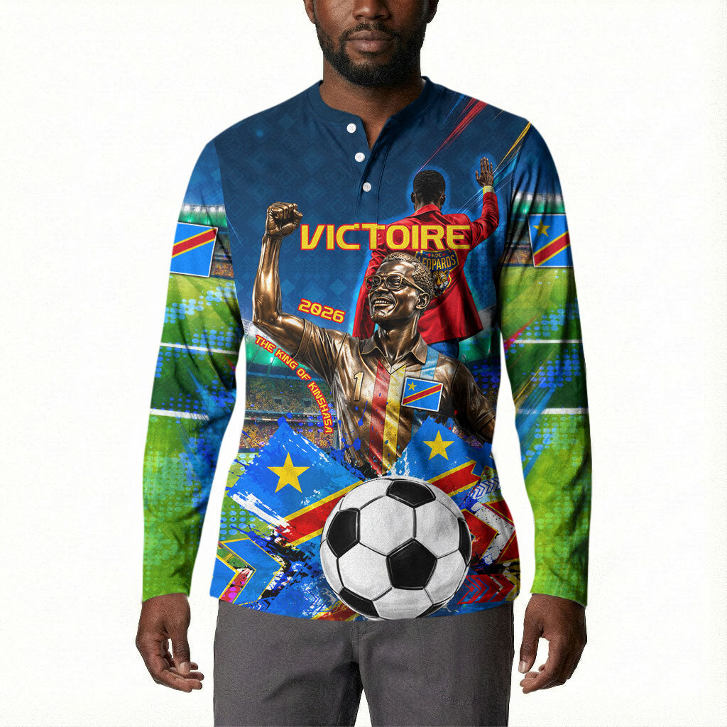 DR Congo Patrice Lumumba Button Sweatshirt Kinshasa Stadium Flag - King Of Kinshasa Football