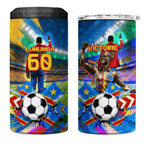 DR Congo Patrice Lumumba 4 in 1 Can Cooler Tumbler Kinshasa Stadium Flag - King Of Kinshasa Football