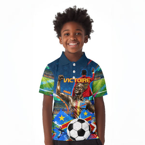 DR Congo Patrice Lumumba Kid Polo Shirt Kinshasa Stadium Flag - King Of Kinshasa Football
